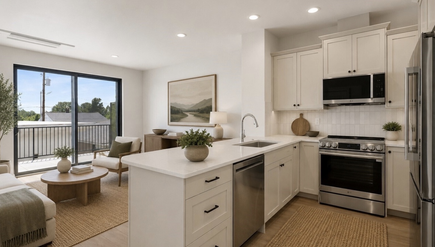 Smaller residence kitchen and living area